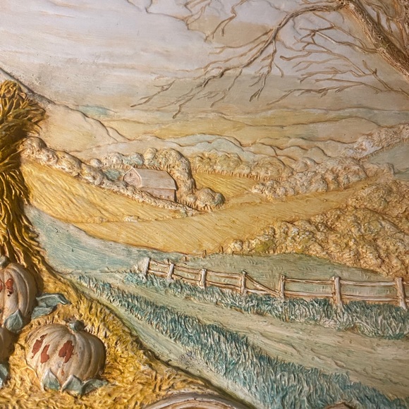 Byron Molds 1973 The Fall Season Hand Painted Wall Hanging 3D Ceramic Plate - Picture 5 of 15